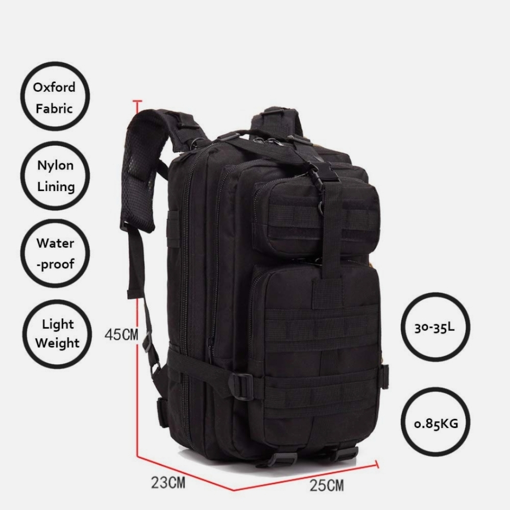 30L Military Tactical Backpack Rucksack Hiking Camping Daypack Trek Bag - Picture 2 of 9